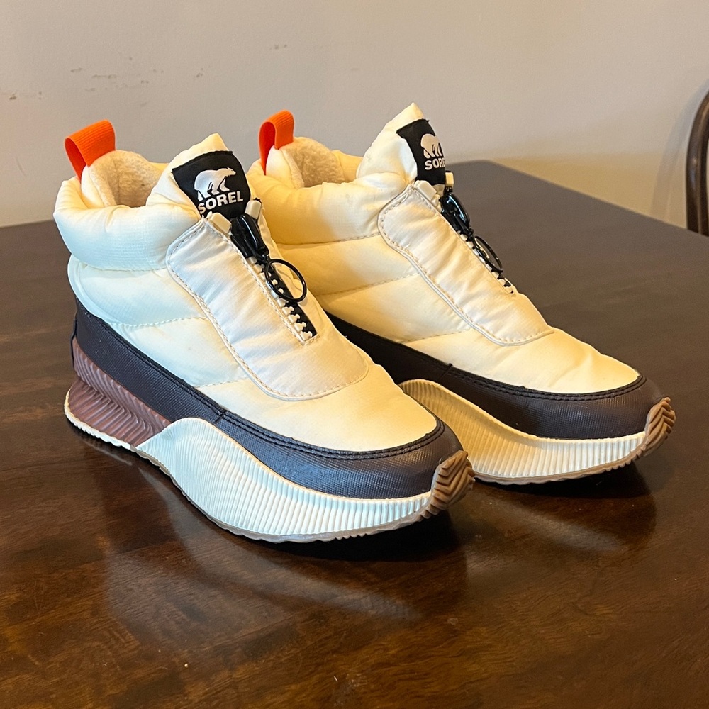 Sorel Cream and Brown Quilted High-Tops